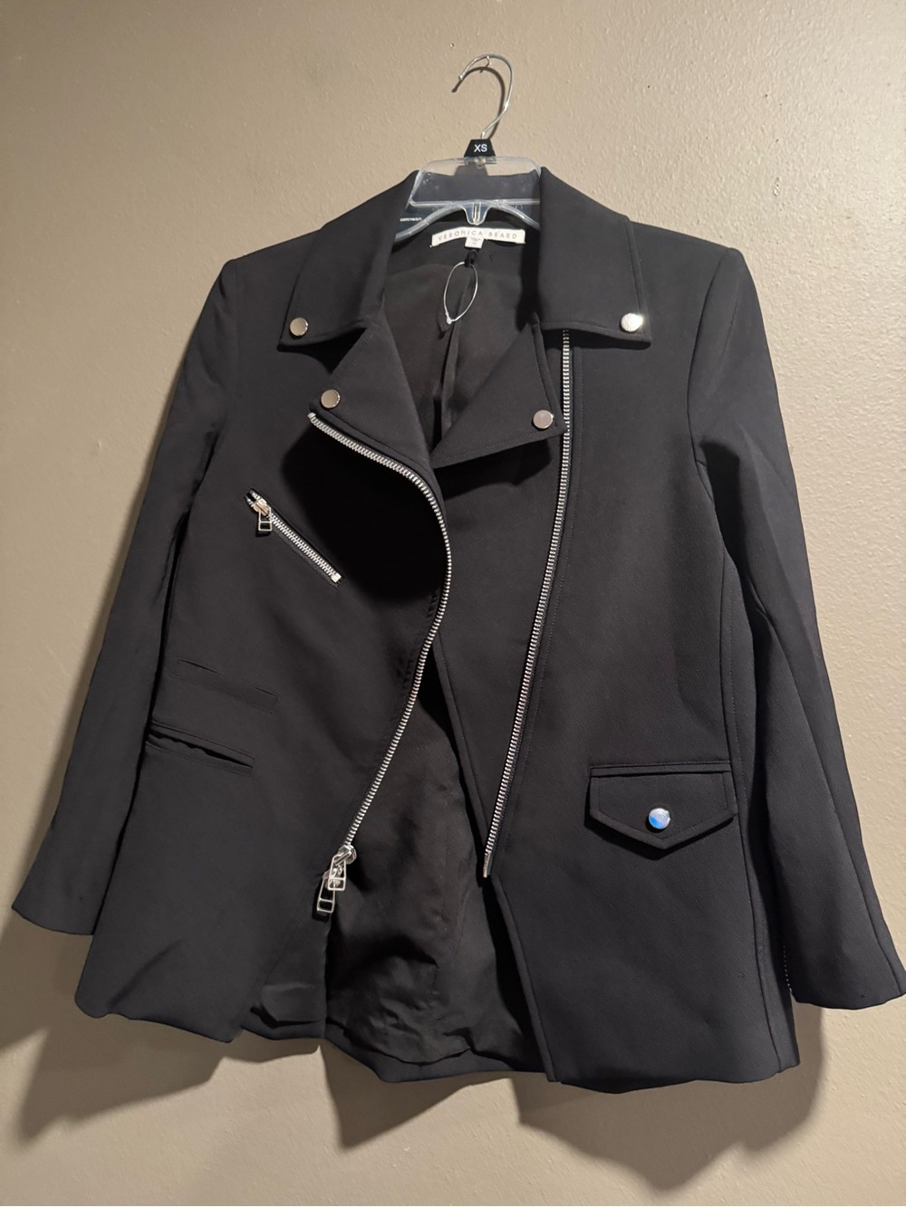 Veronica Beard Black Asymmetrical Moto Jacket Size 10